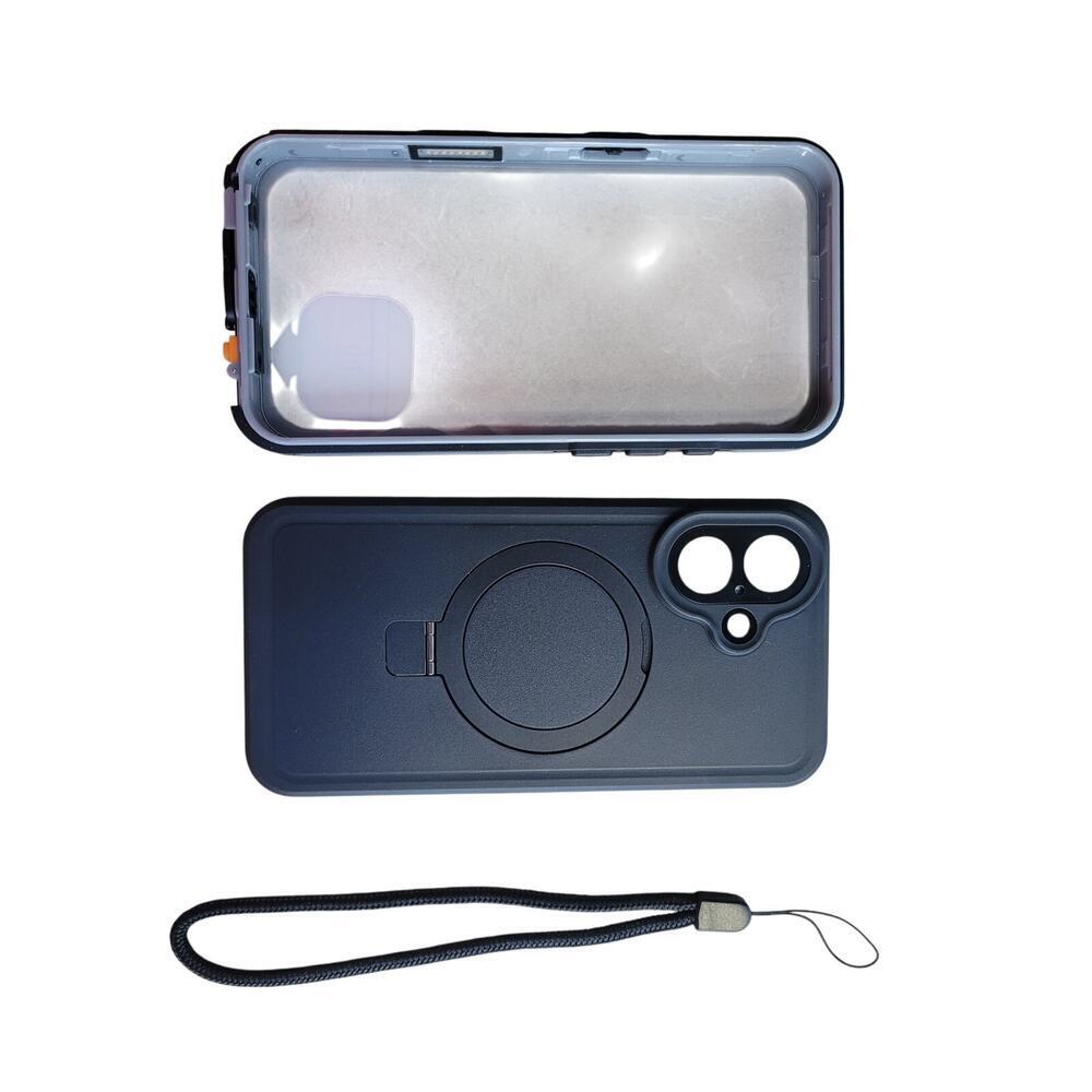 Temdan Magnetic Phone case IphonePro 360 Kickstand Waterproof Gray/Blk - Picture 7 of 8